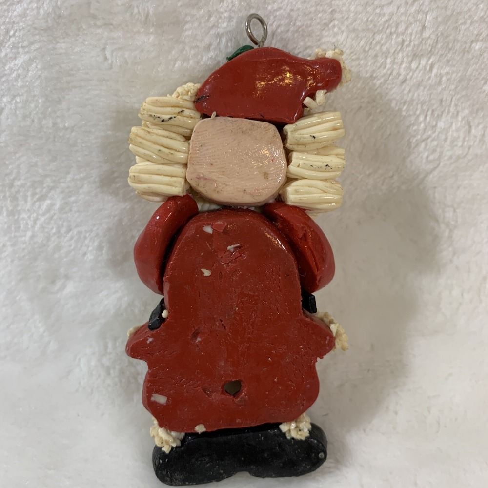Vintage Glazed Dough Type Christmas Ornament Spaghetti Beard Tennis Player Santa - Picture 10 of 12